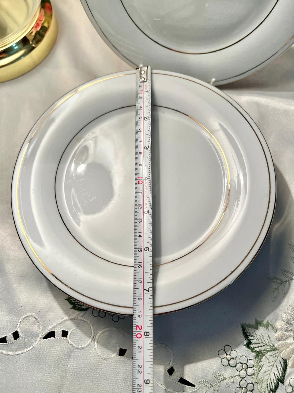 Crown Ming Fine China Gold Trim Plates Set of 5, 19 cm