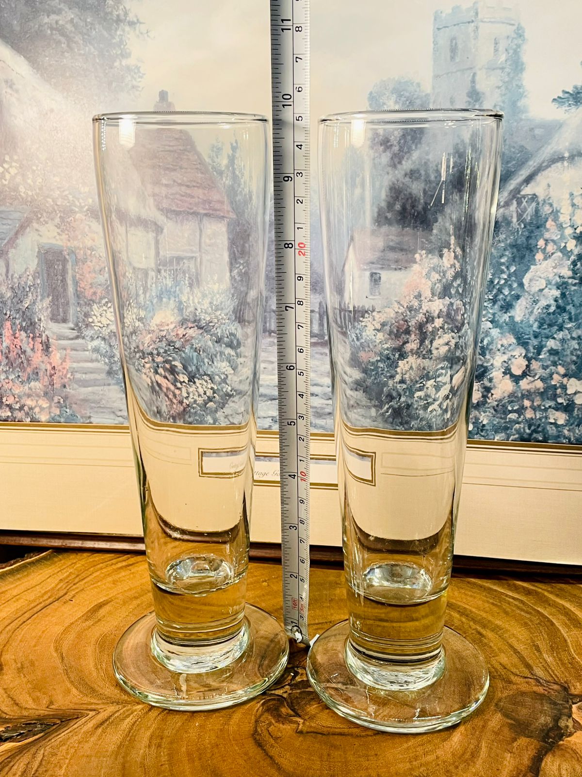 Set of 2 Clear Pilsner Vase | Tall Footed Beer Vases