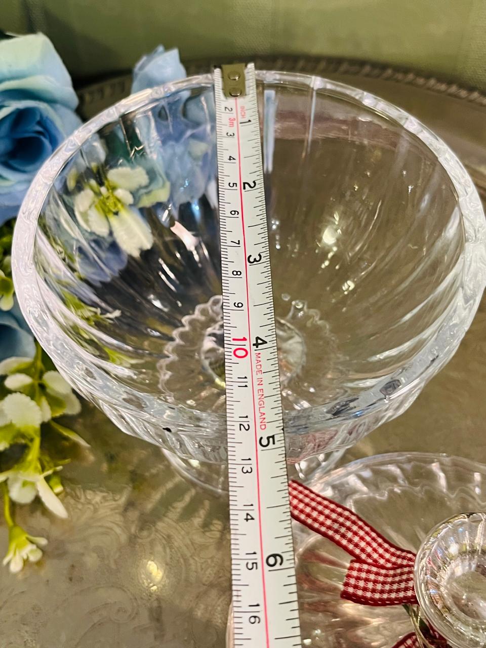 Vintage Ribbed Crystal Lidded Compote 16 cm Berry Detail