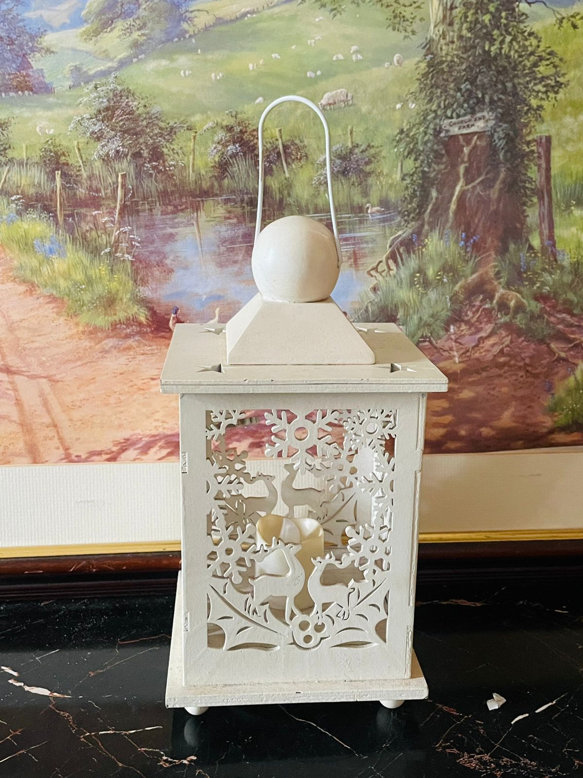 wooden led lantern, reindeer cutwork lamp, christmas decor pakistan, flameless candle lantern, nordic winter lantern, cozy home decor, vintage wooden light box, battery operated candle lamp, snowflake lantern decor, sunset kitchen vintage finds, rare thrift decor, cottagecore night light