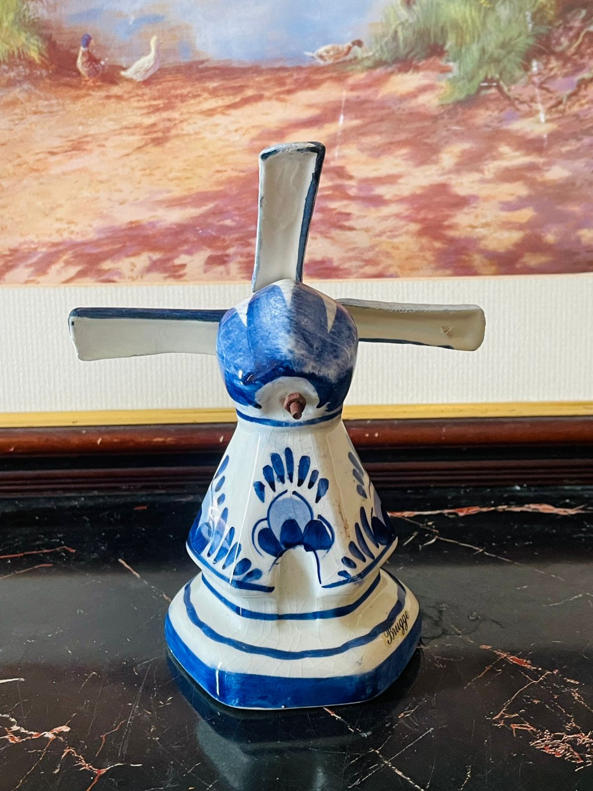 Vintage Delfts Holland Blue Windmill Figurine – Hand-Painted Dutch Pottery