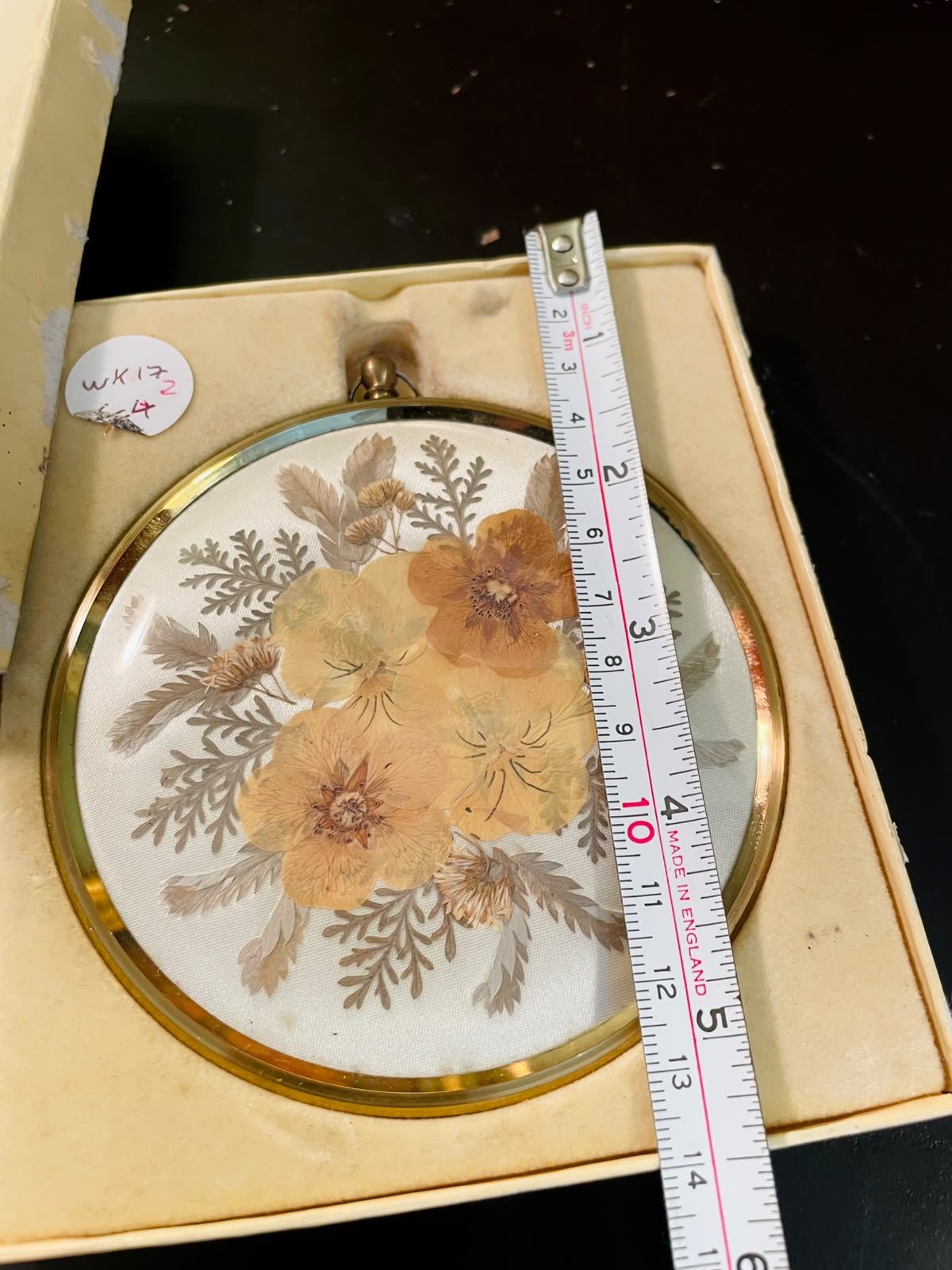 Vintage Pressed Flower Hanging Frame 6 Inch with Original Box