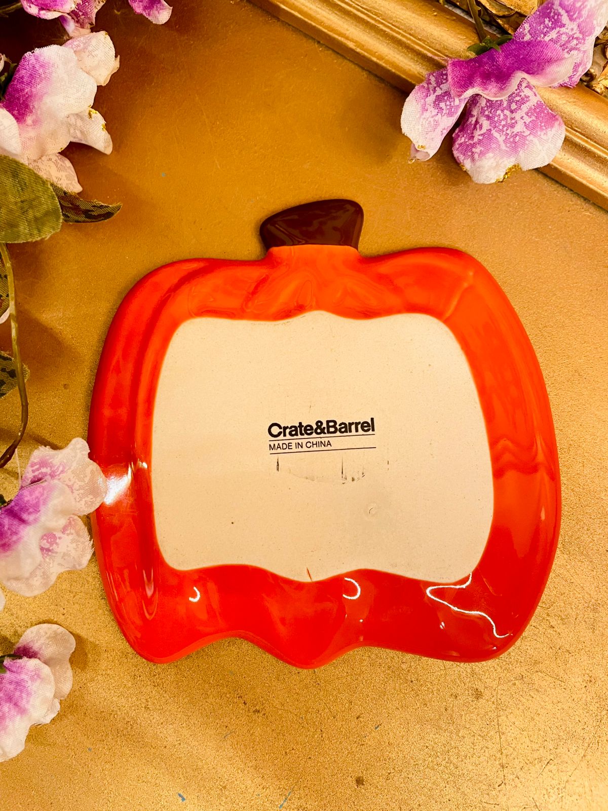 Crate & Barrel Pumpkin Ceramic Serving Dish