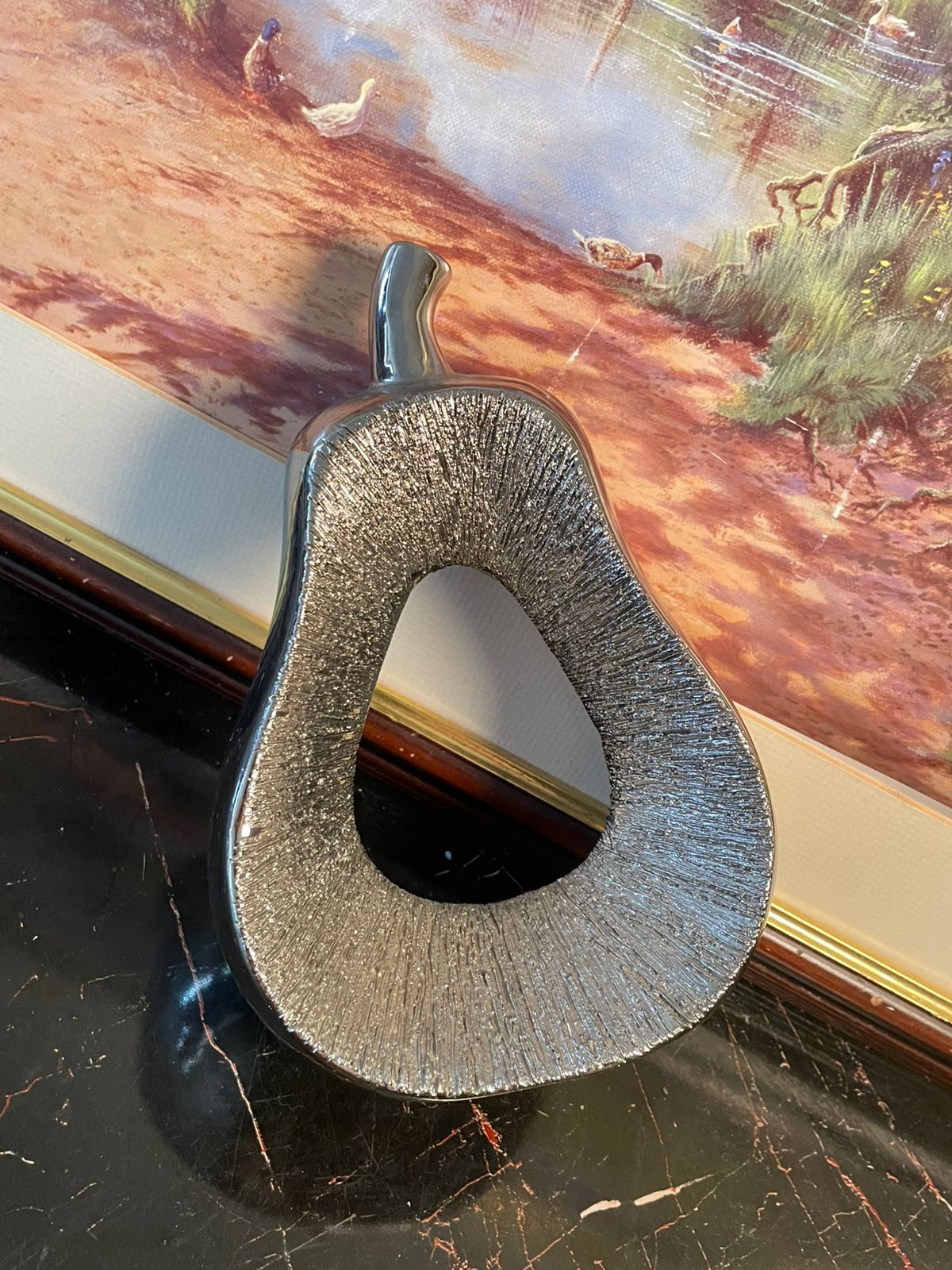 Silver Ceramic Pear-Shaped Home Decor – Modern Centerpiece