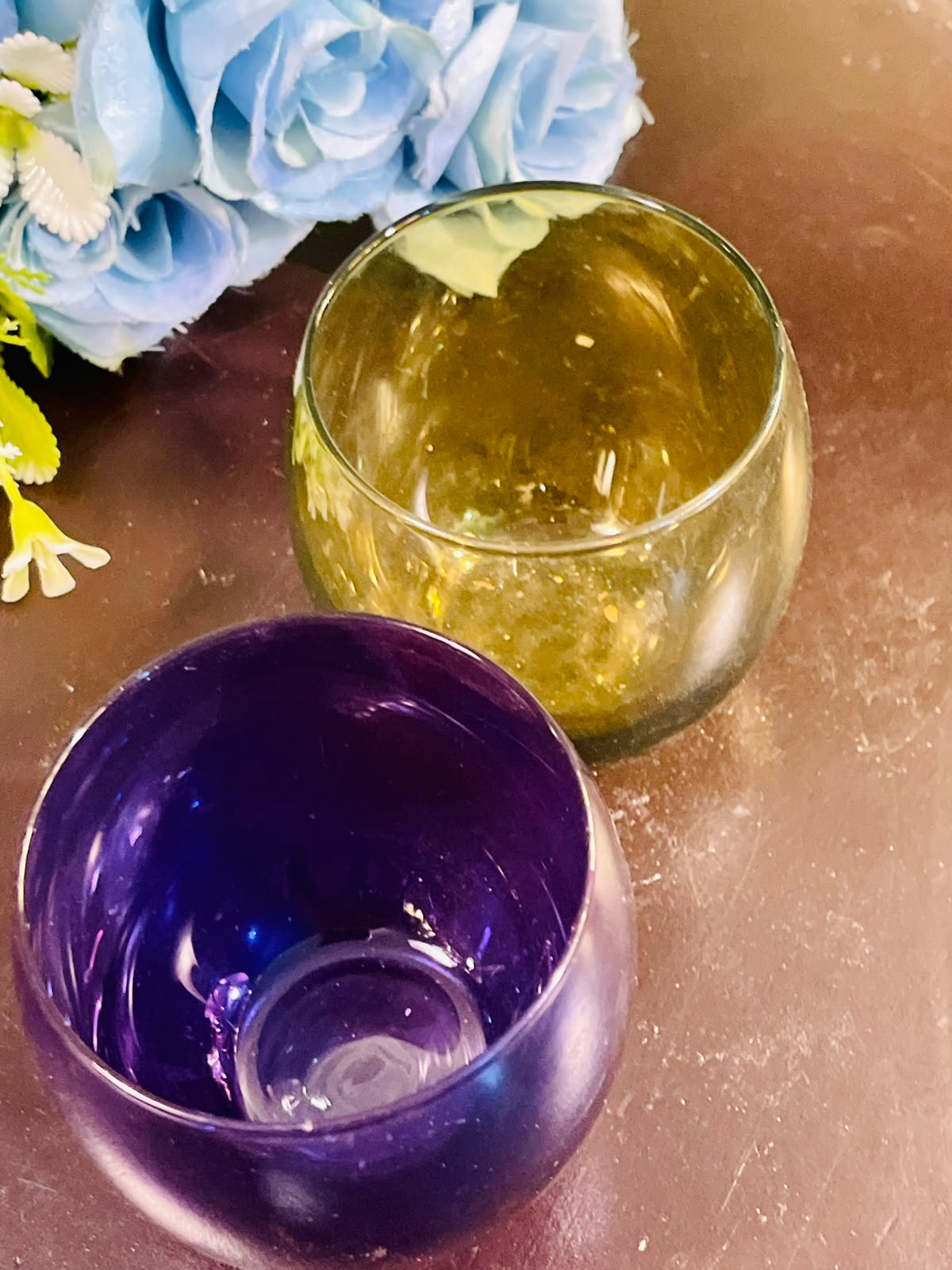 Vintage Purple Crystal Candle Holder / Votive Holder – 8cm