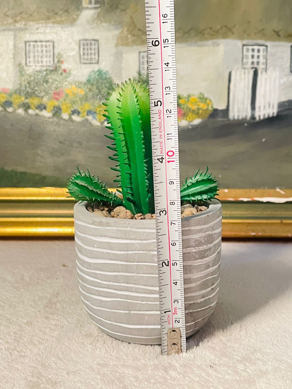 Ceramic Artificial Cactus Succulent Planter – Faux Plant in Pot – Home or Office Decor