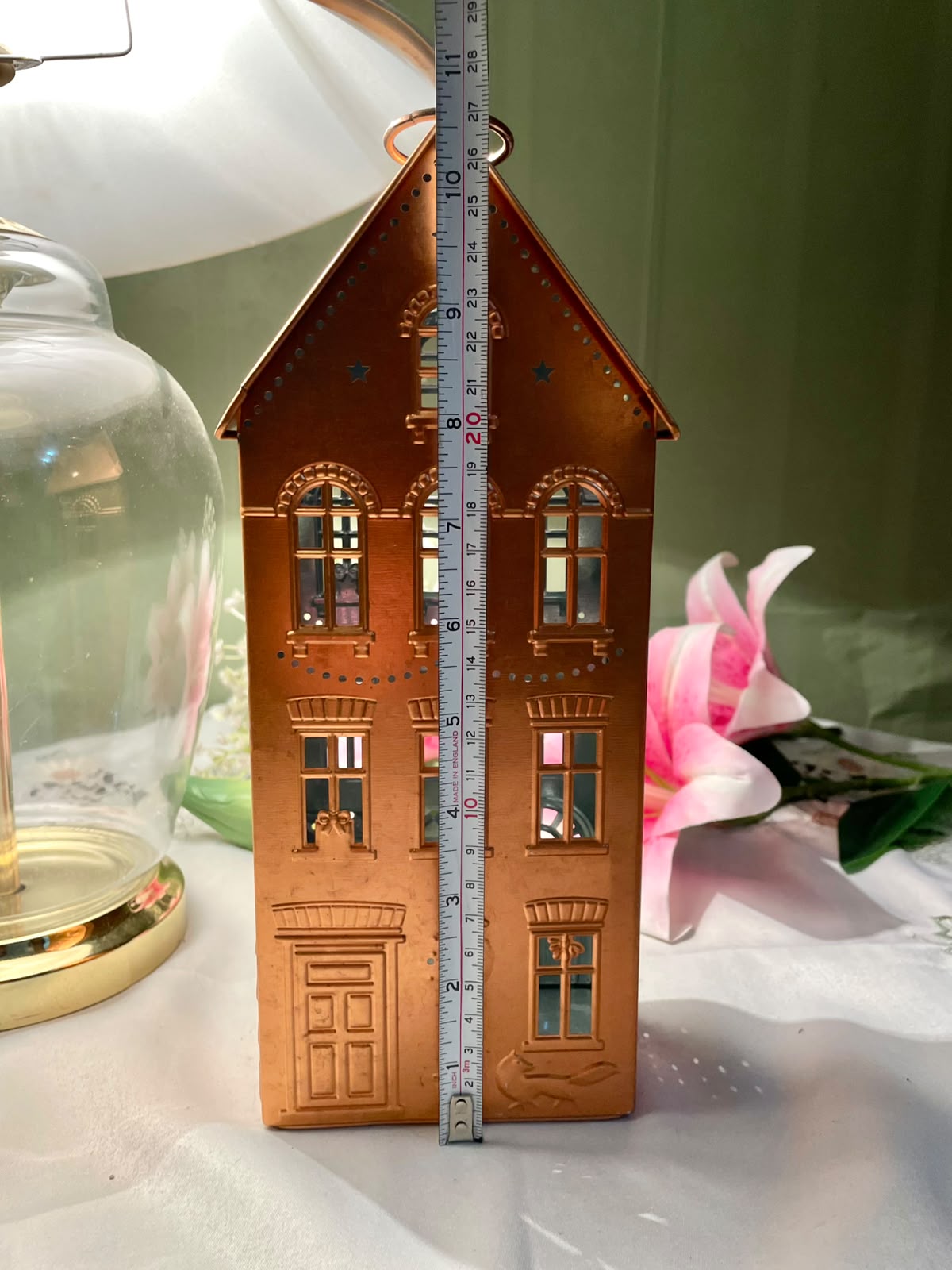 Copper-Tone House Lantern Decorative Candle Holder – 26 cm