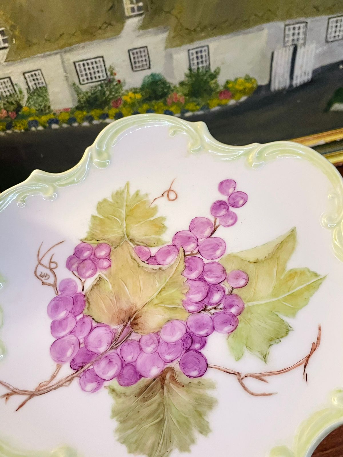 Vintage Hand painted Grapes Collector Plate | Ceramic