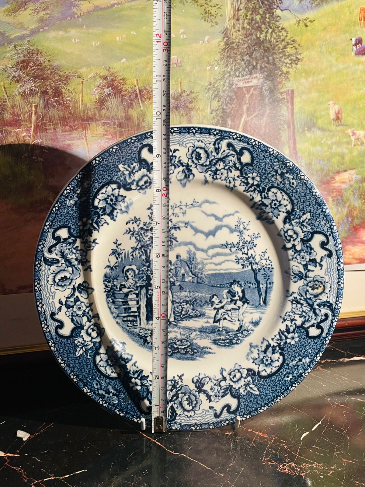 White & Blue “Avon Cottage” decor Plate – Staffordshire England