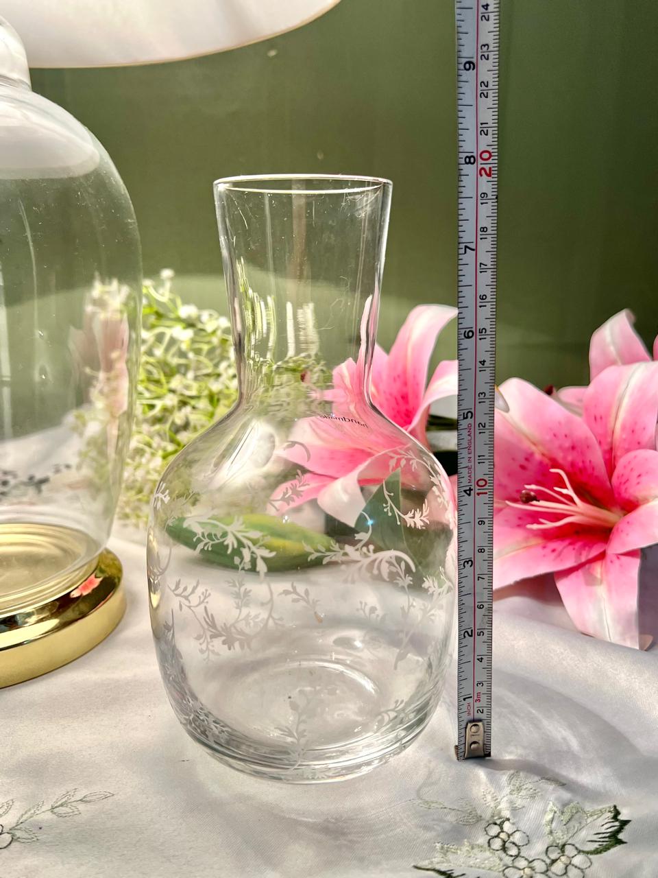 Etched Crystal Carafe / Decanter – Approx. 8 Inch