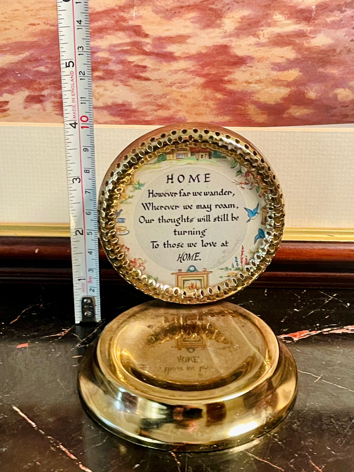 Vintage Brass Tabletop Plaque with Poem – "Home"