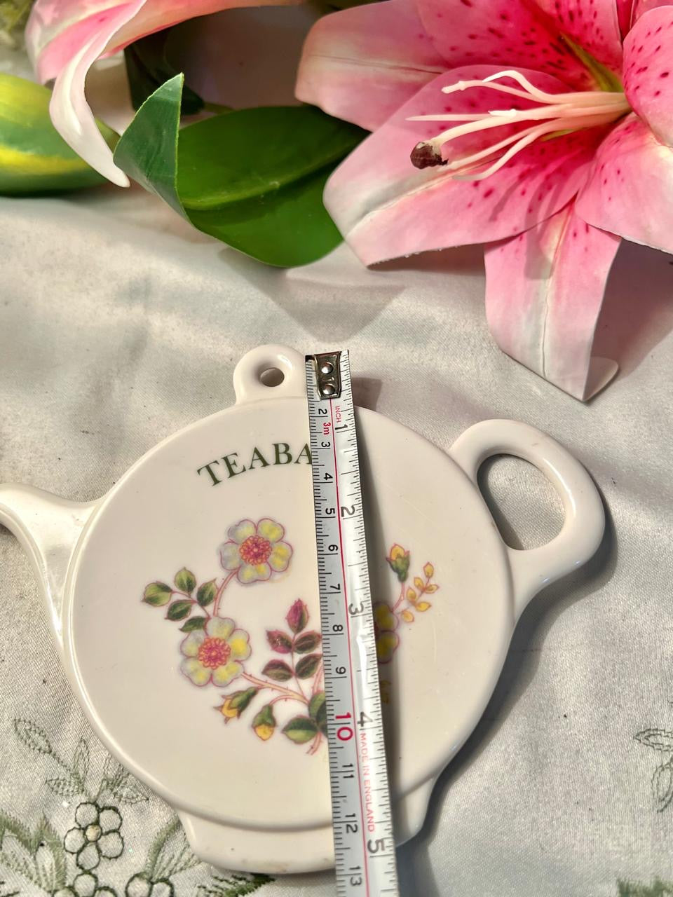Floral Ceramic Teabag Holder with Teapot Design – 5 Inch