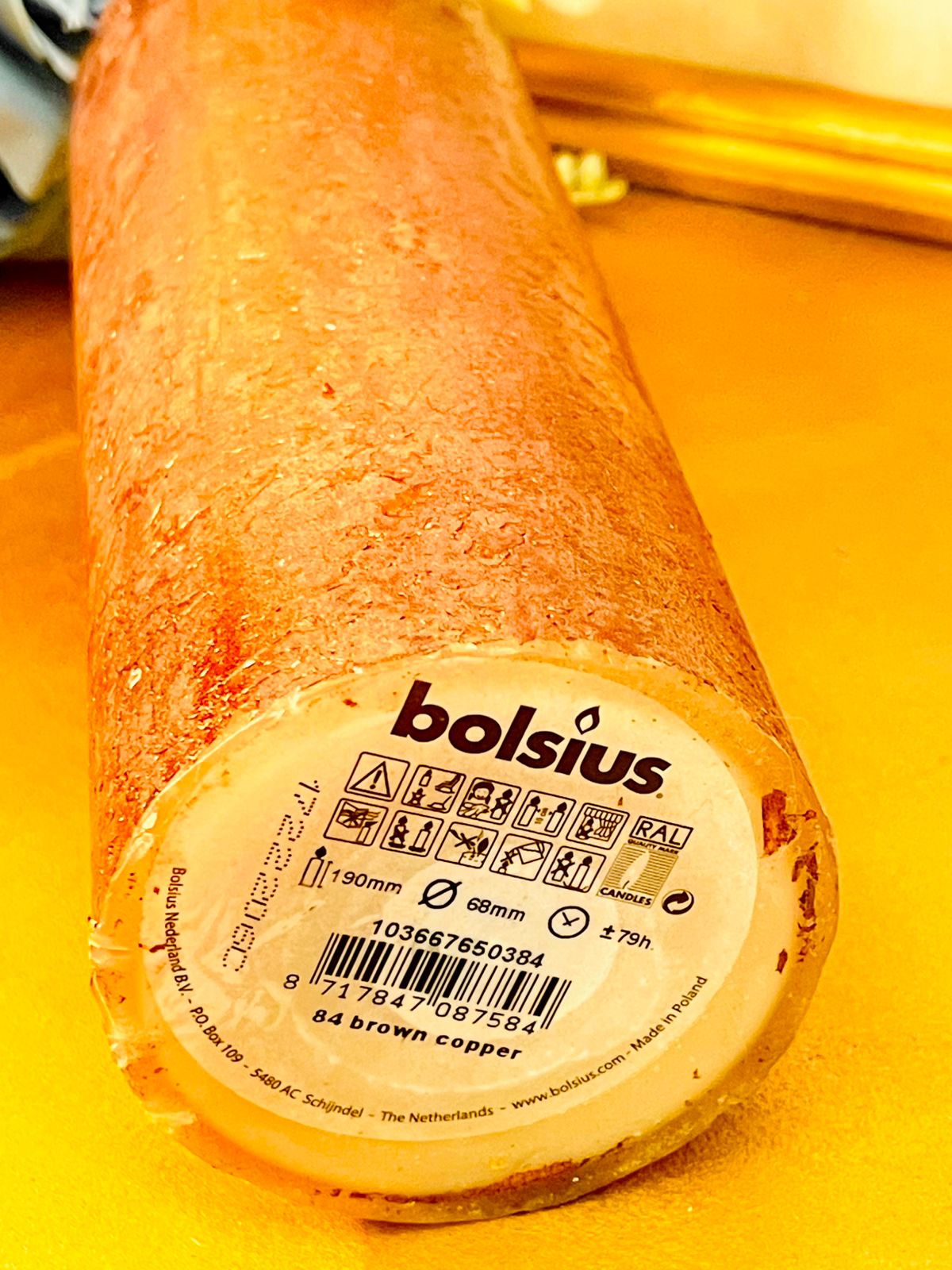 Bolsius Brown Pillar Candle Rustic Home Decor