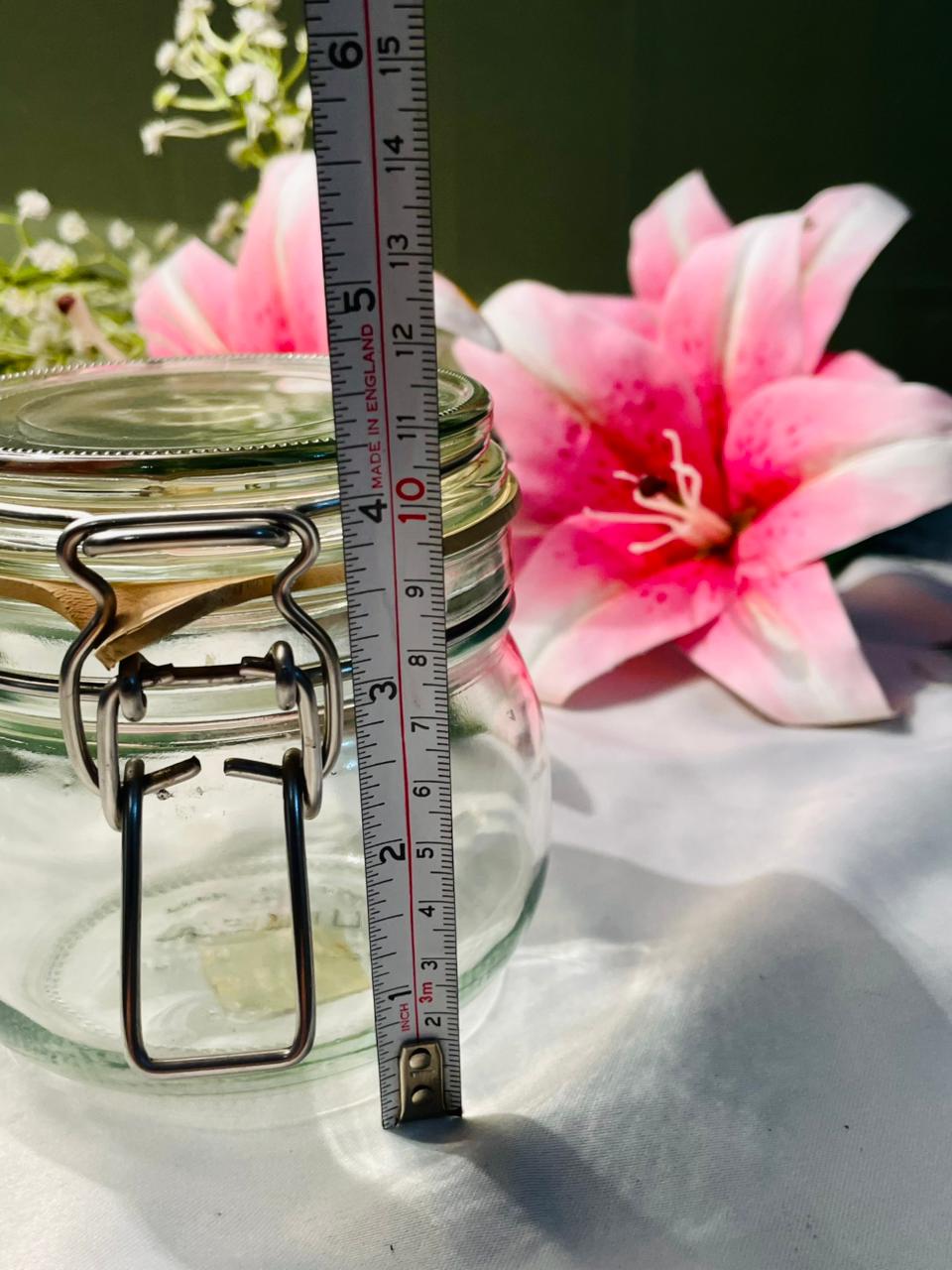 Vintage Clear Crystal Clip-Top Storage Jar 4 in