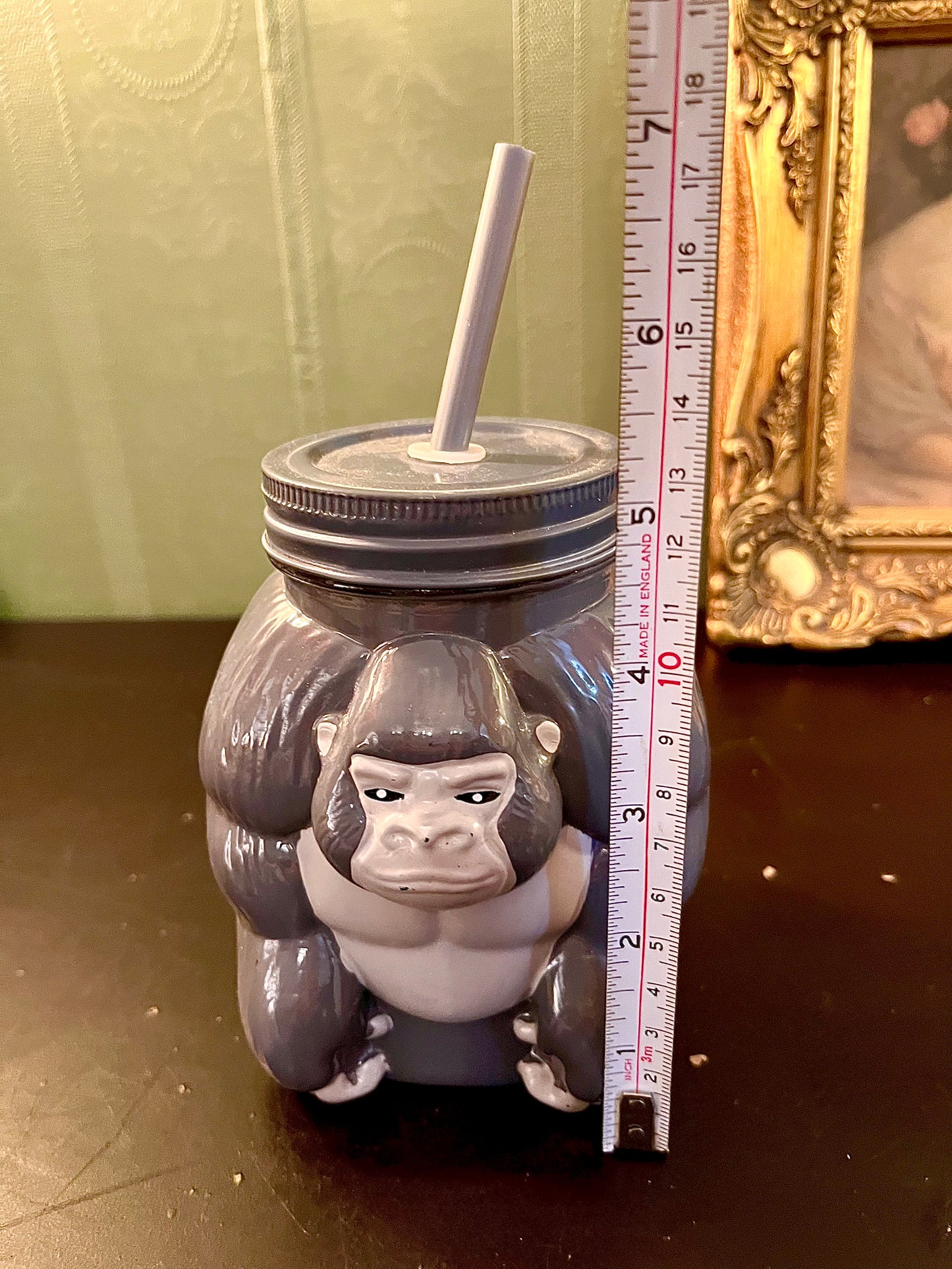 Gorilla Mason Jar Tumbler with Straw | Animal Drink Cup | Novelty Sipper