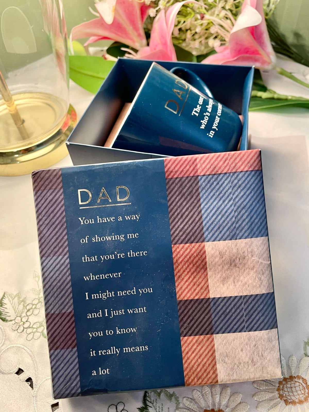 Dad Navy Ceramic Gift Mug with Presentation Box 10 cm