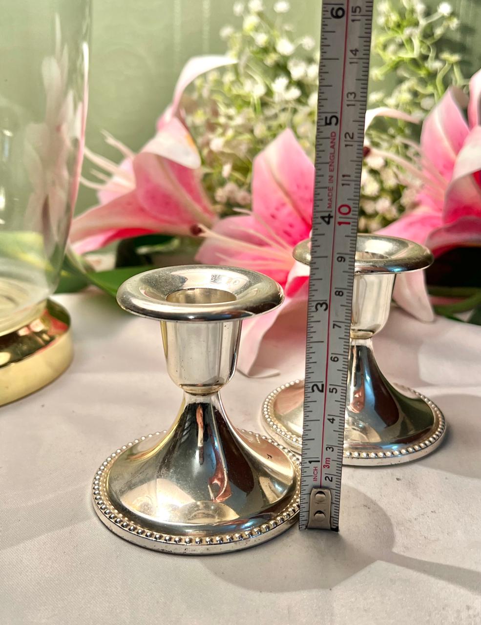 Queen Anne Silver Candlestick Holders 2-Piece Set 9 cm