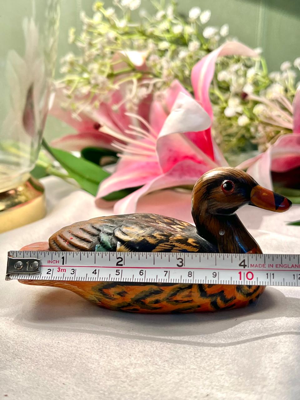 Brown Duck Figurine Painted Feather Detail 10cm - 1 Piece