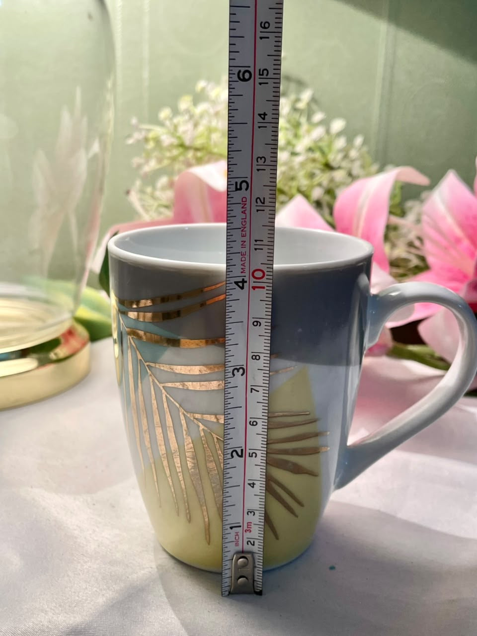 Grey Gold Geometric Ceramic Mug 10cm - 1 Piece