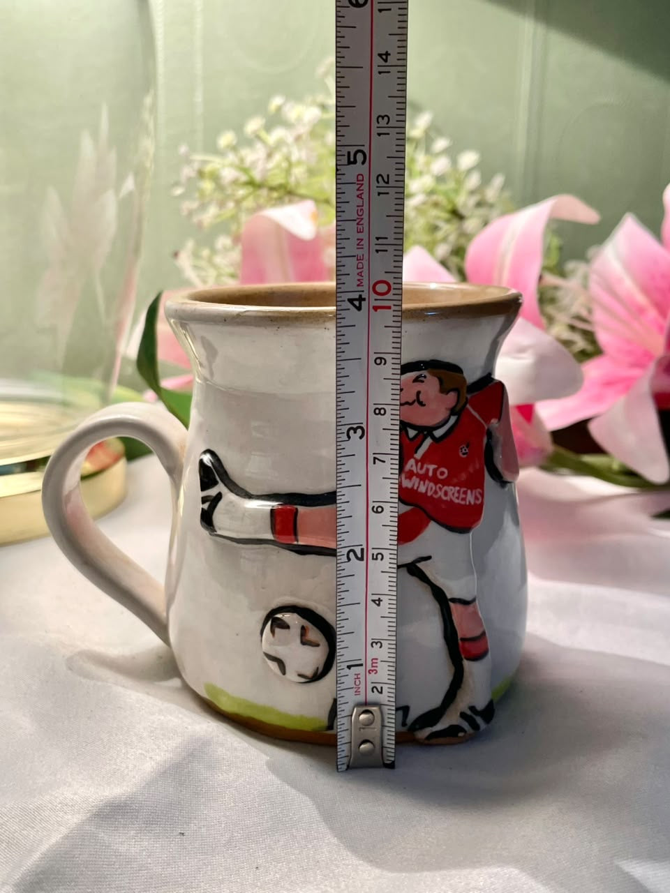Football Player Ceramic Mug Red White 10cm - 1 Piece
