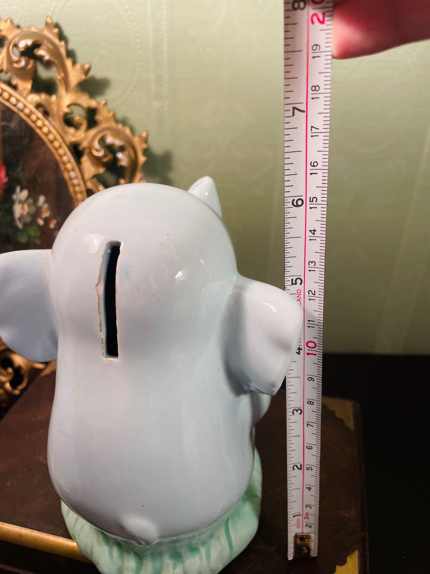Blue Elephant Ceramic Money Box Baby Elephant Ornament