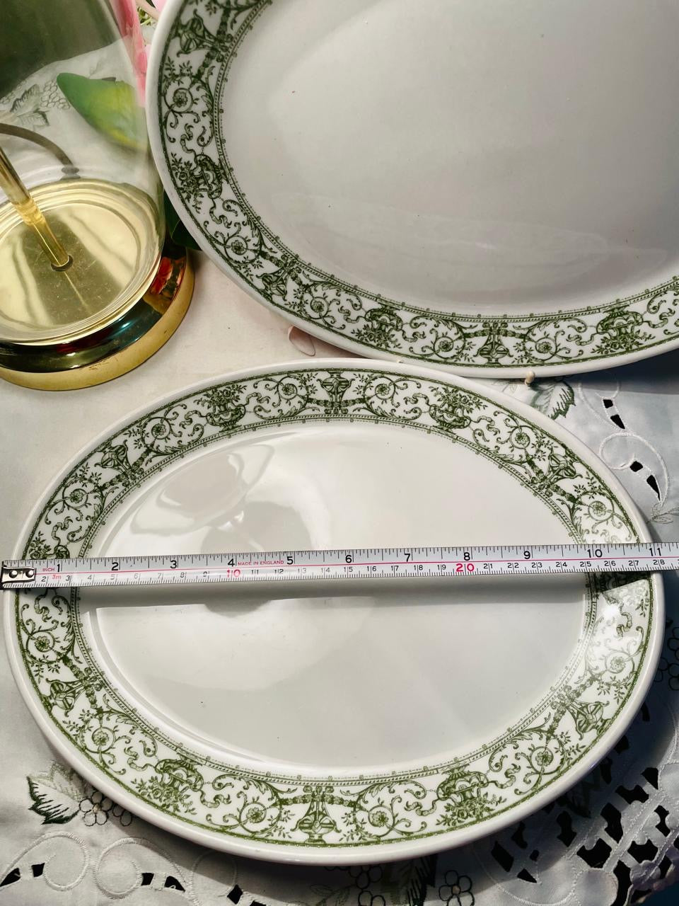 Steelite England Green Ornate Dinner Plates Set of 2 28 cm
