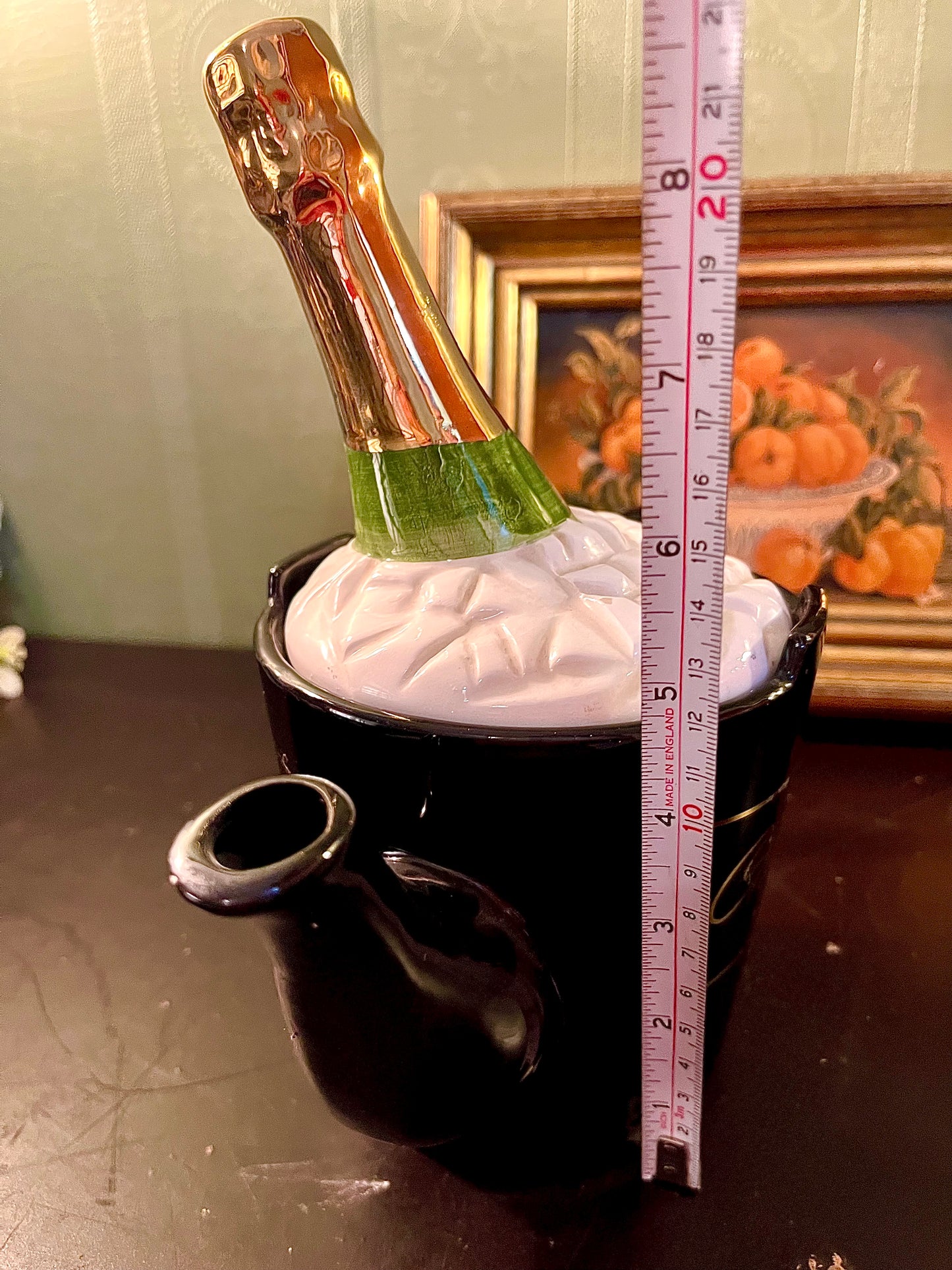 Novelty Champagne Bottle Ceramic Teapot – Black Celebration Tea Pot