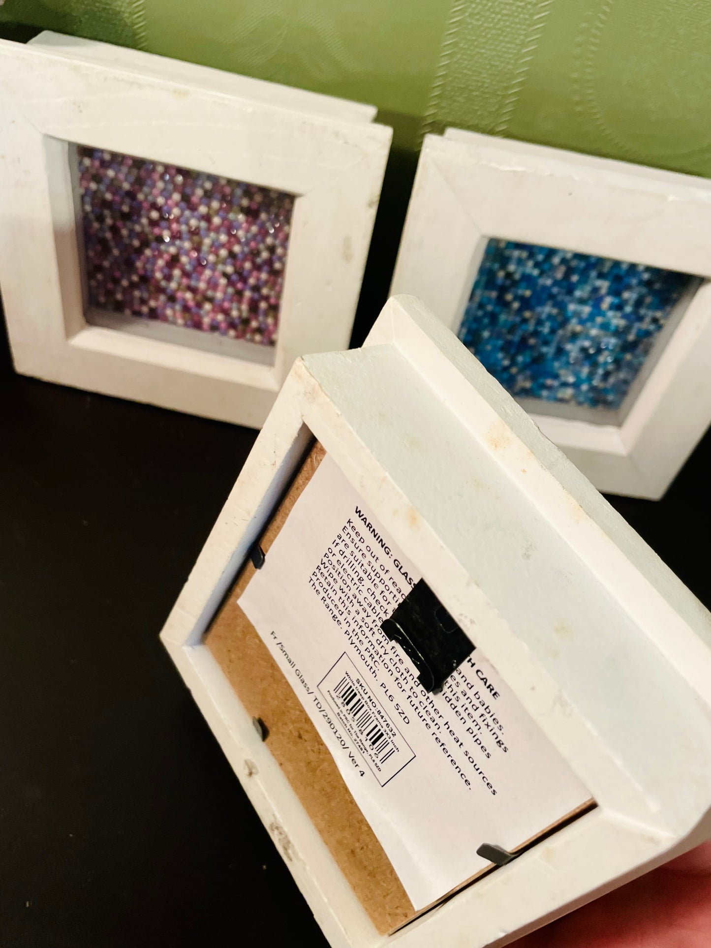 Mini Mosaic Shadow Box Frames Set of 3 White