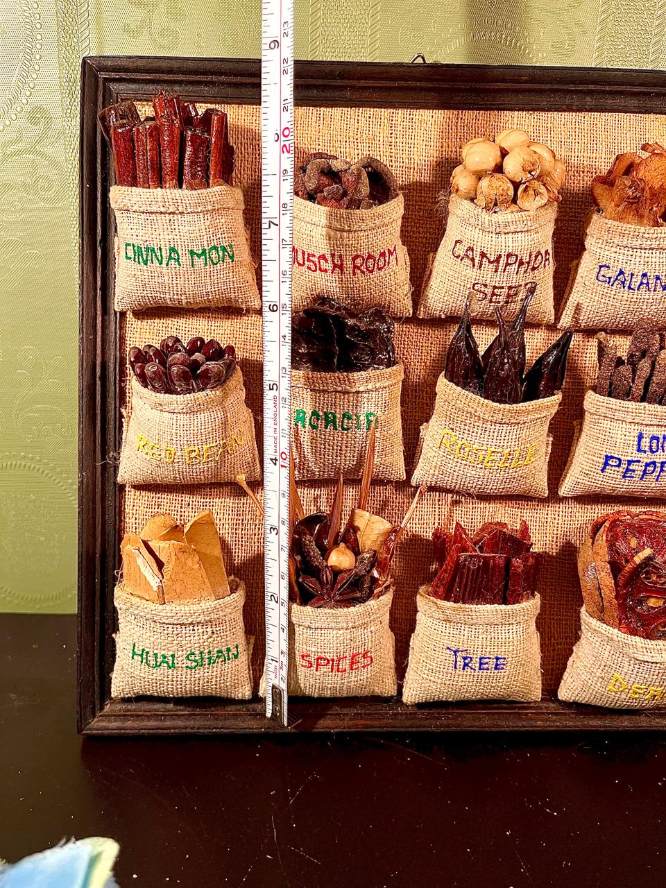 Rustic Spice Herb Wall Art Shadow Box Stoneware 9 in