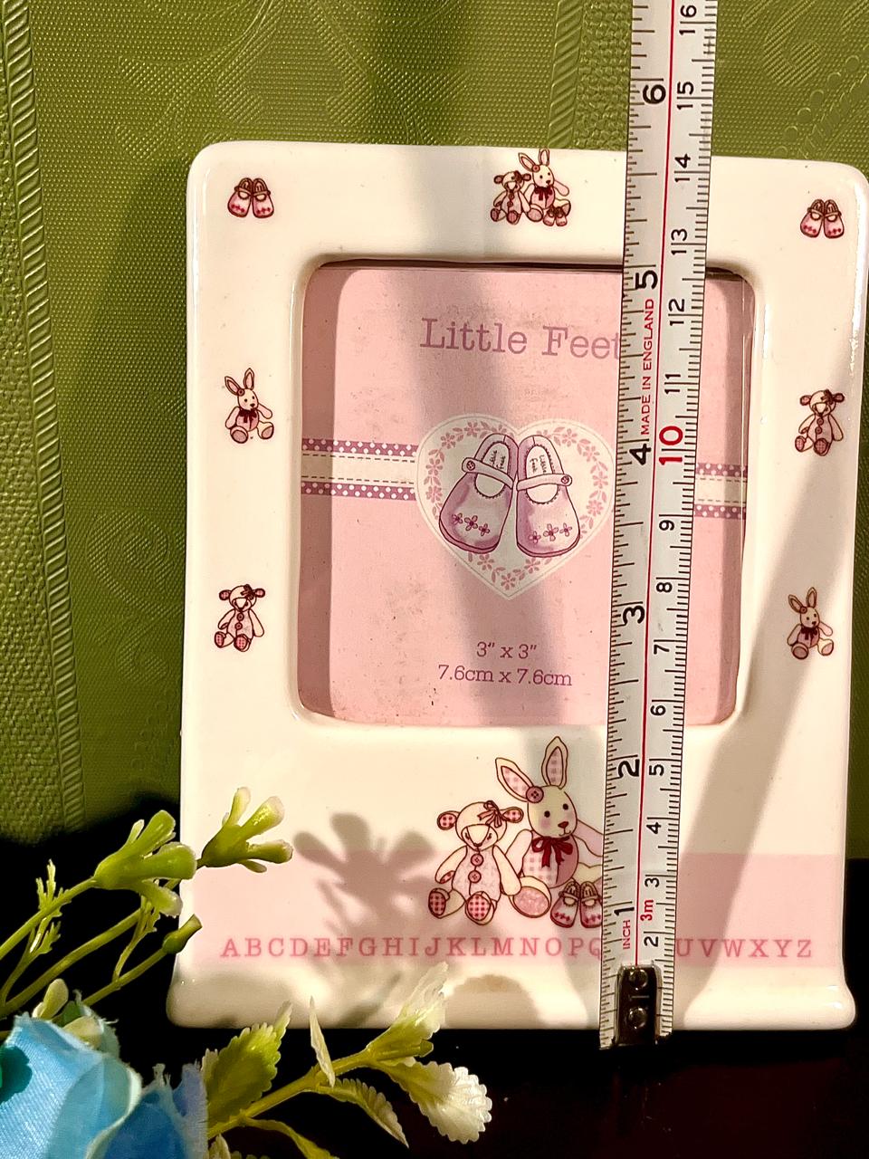 Little Feet Baby Photo Frame Pink & White