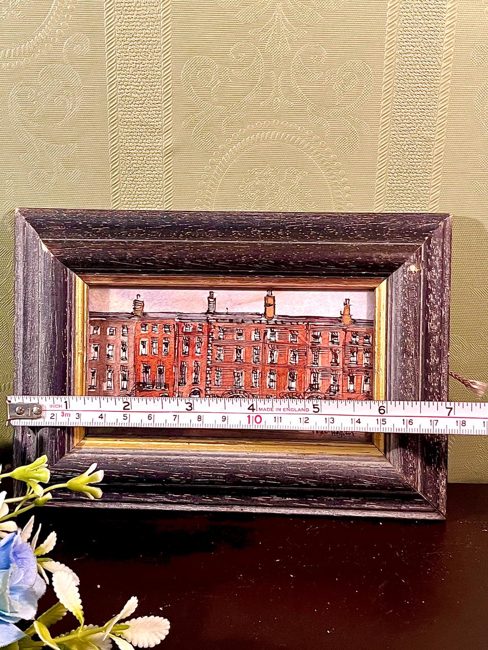 Framed Red-Brick Cityscape Painting 7.25-Inch