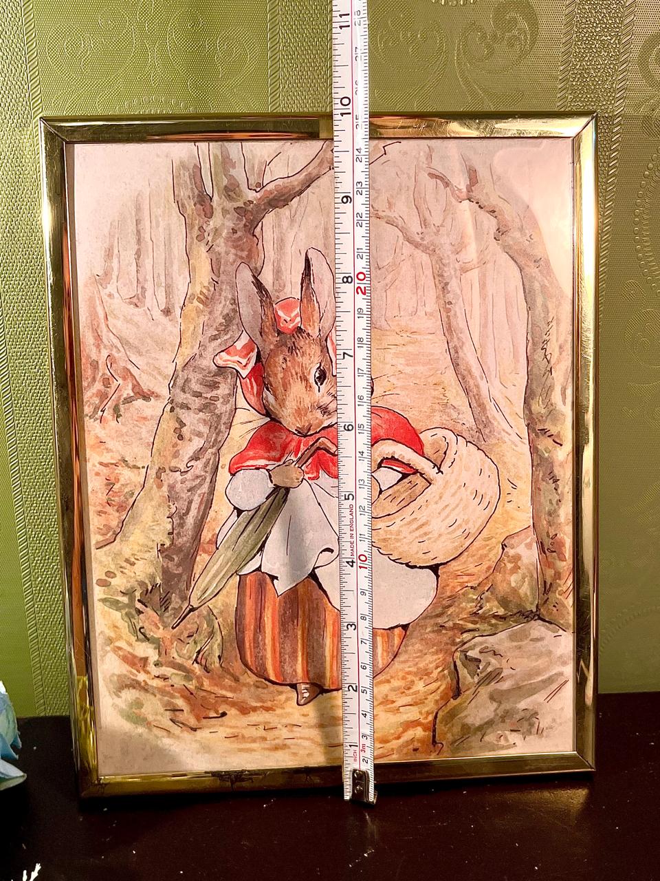 11-Inch Framed Rabbit wall art in Gold-Tone Frame