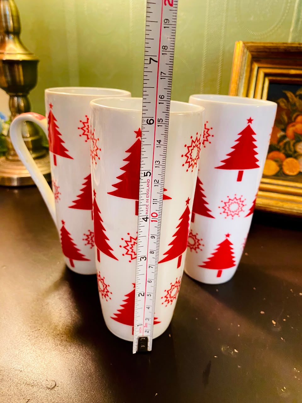 Red Christmas Tree Ceramic Mugs 3 Pieces 15cm