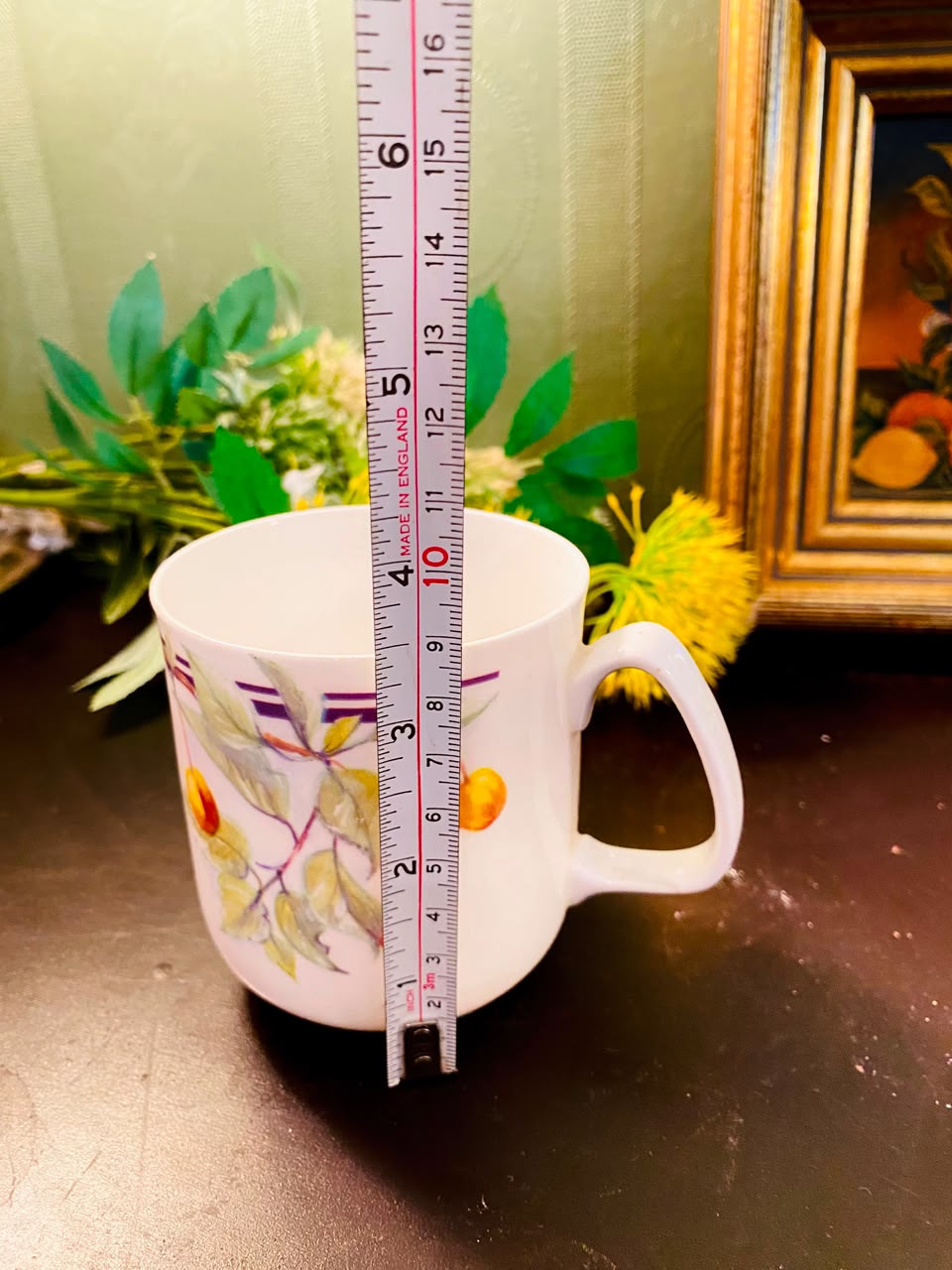 Yellow Fruit & Leaf Ceramic Mug White 1 Piece 10cm