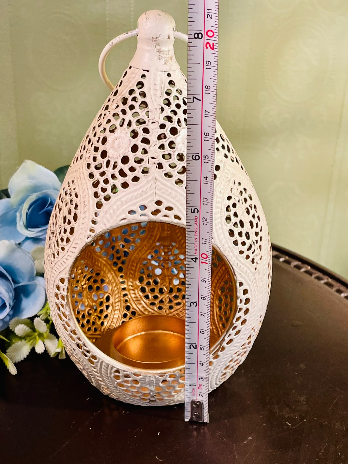 Vintage White Moroccan Style Metal Lantern Candle Holder 20cm