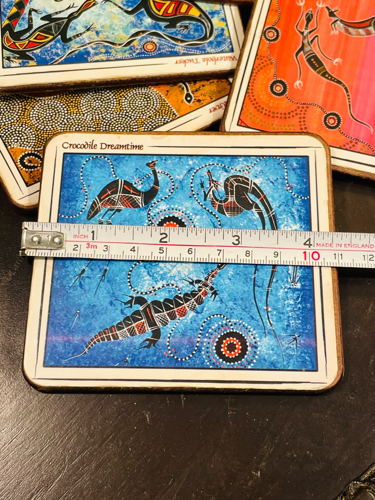 Set of 6 Australian Aboriginal-Inspired Coasters – Colourful Wildlife Cork-Backed Drink Mats