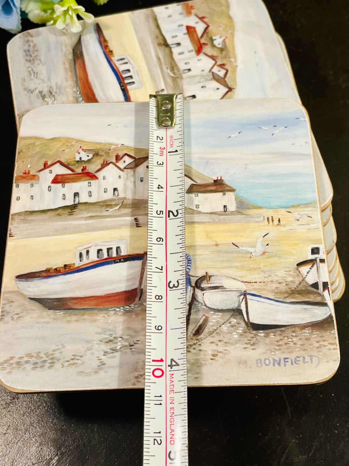 Coastal Village Art Coasters Set of 8 Approx. 11cm