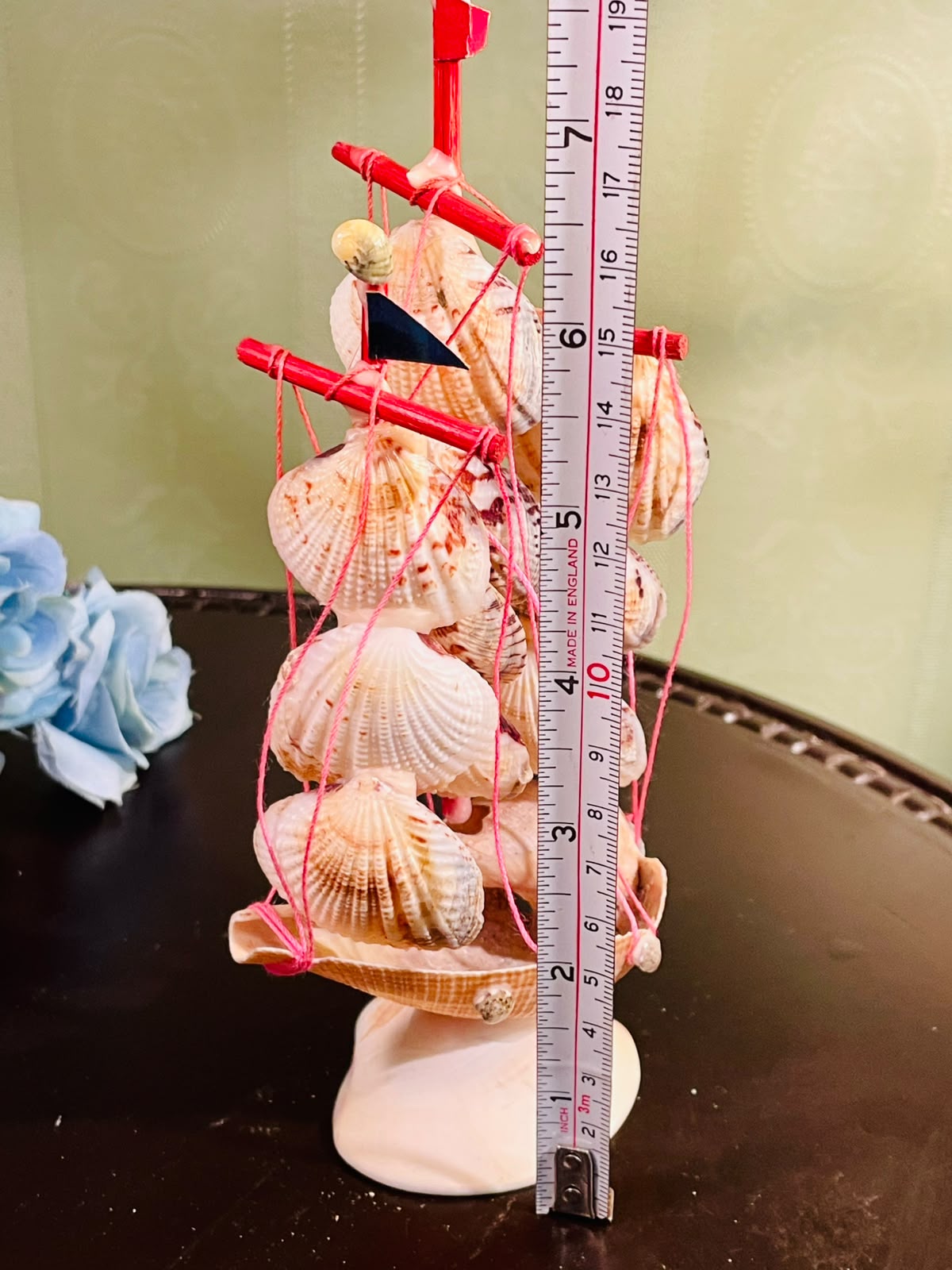 Handcrafted Seashell Sailboat Ornament 20cm – Coastal Nautical Decor