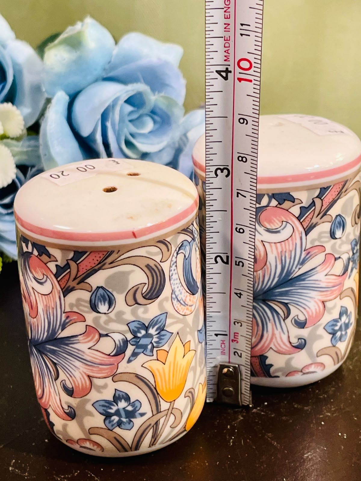 Vintage Floral Ceramic Salt & Pepper Shakers Set of 2, 3 Inch