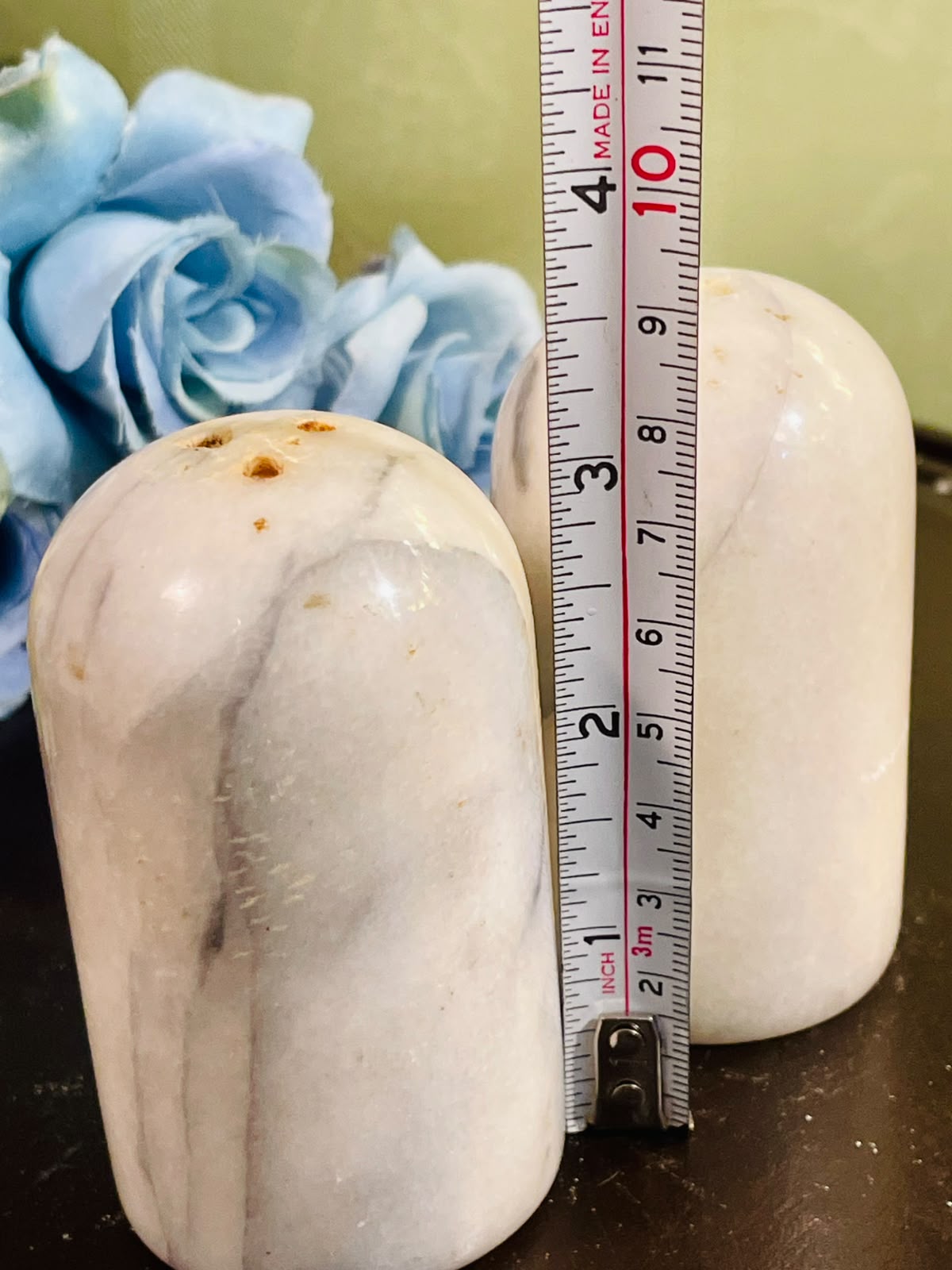 Vintage Marble Salt & Pepper Shakers Set of 2, 4 Inch