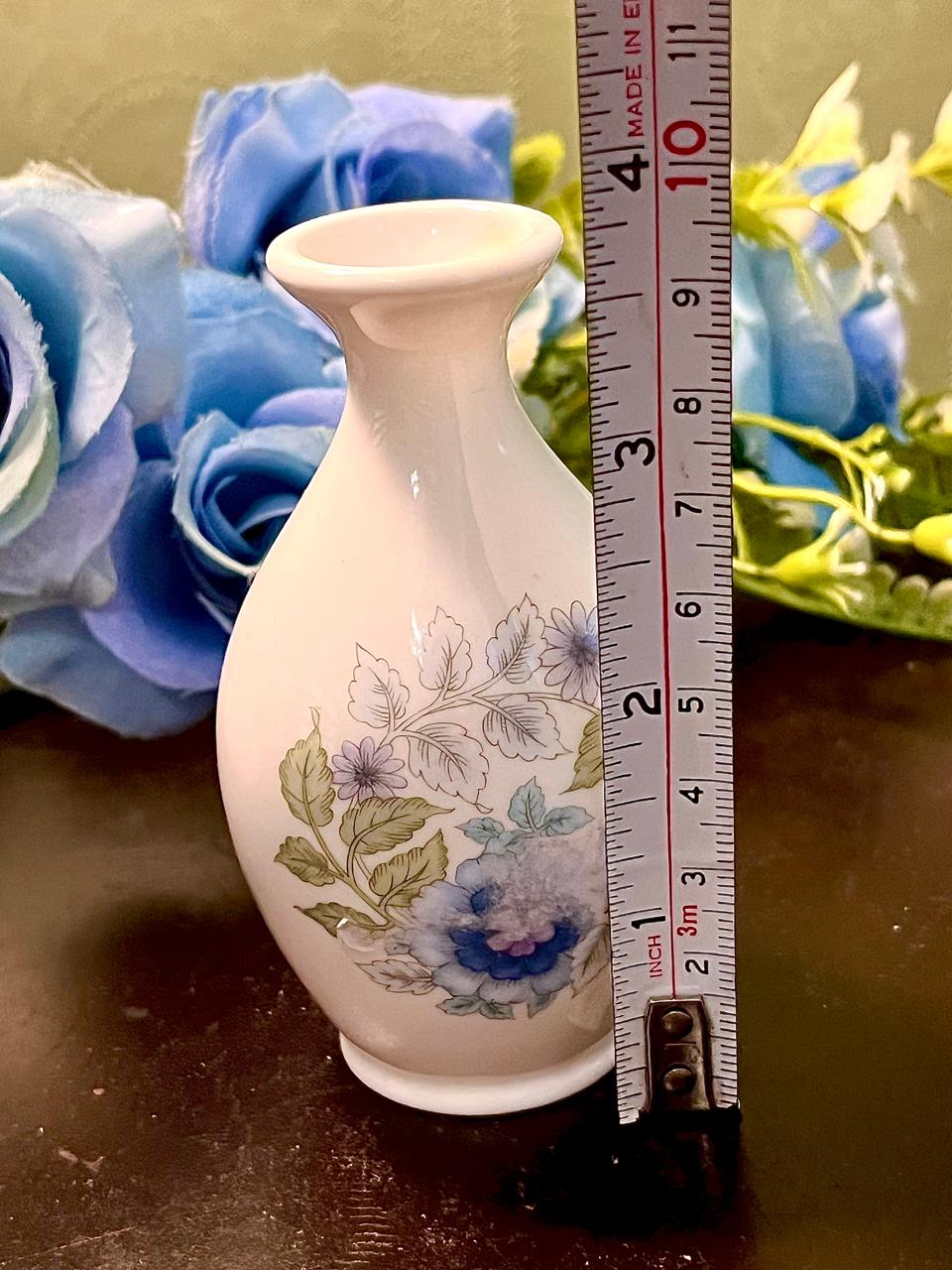Wedgwood Blue Floral Ceramic Bud Vase 10 cm