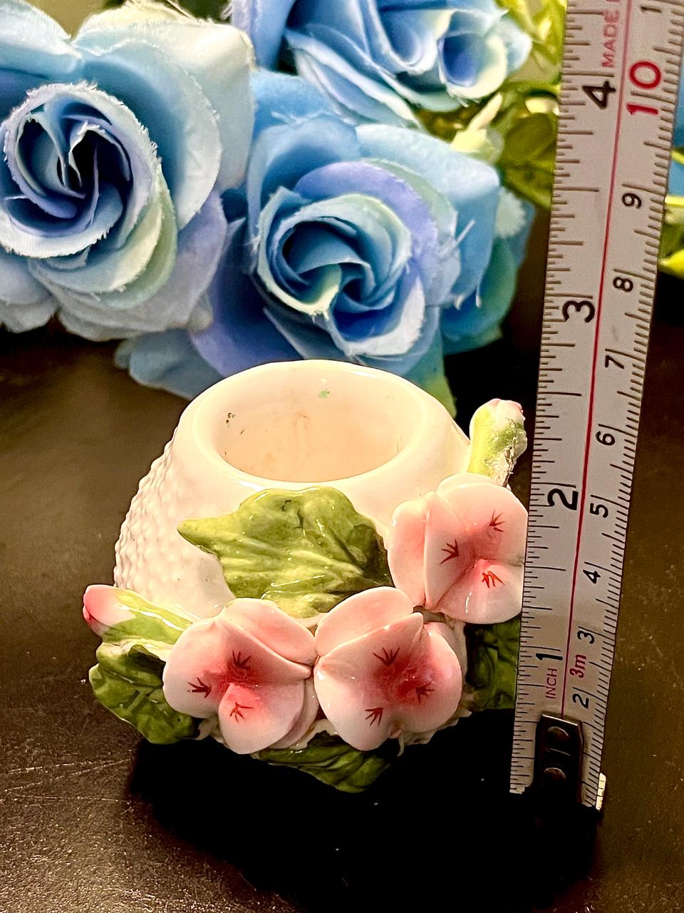 Pink Floral Ceramic Candle Holder 6 cm