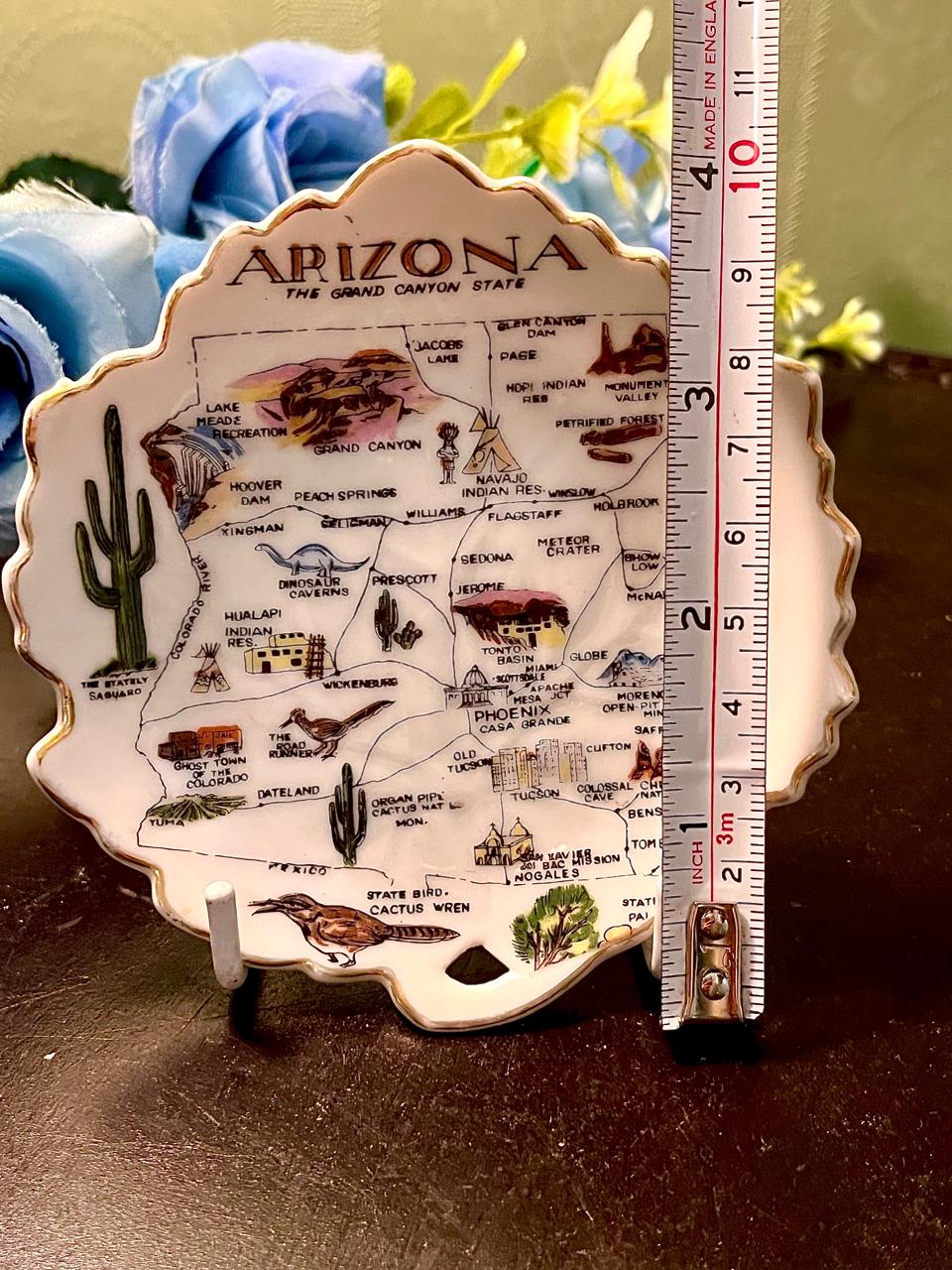 Arizona Grand Canyon State Map Decorative Plate 4 Inch