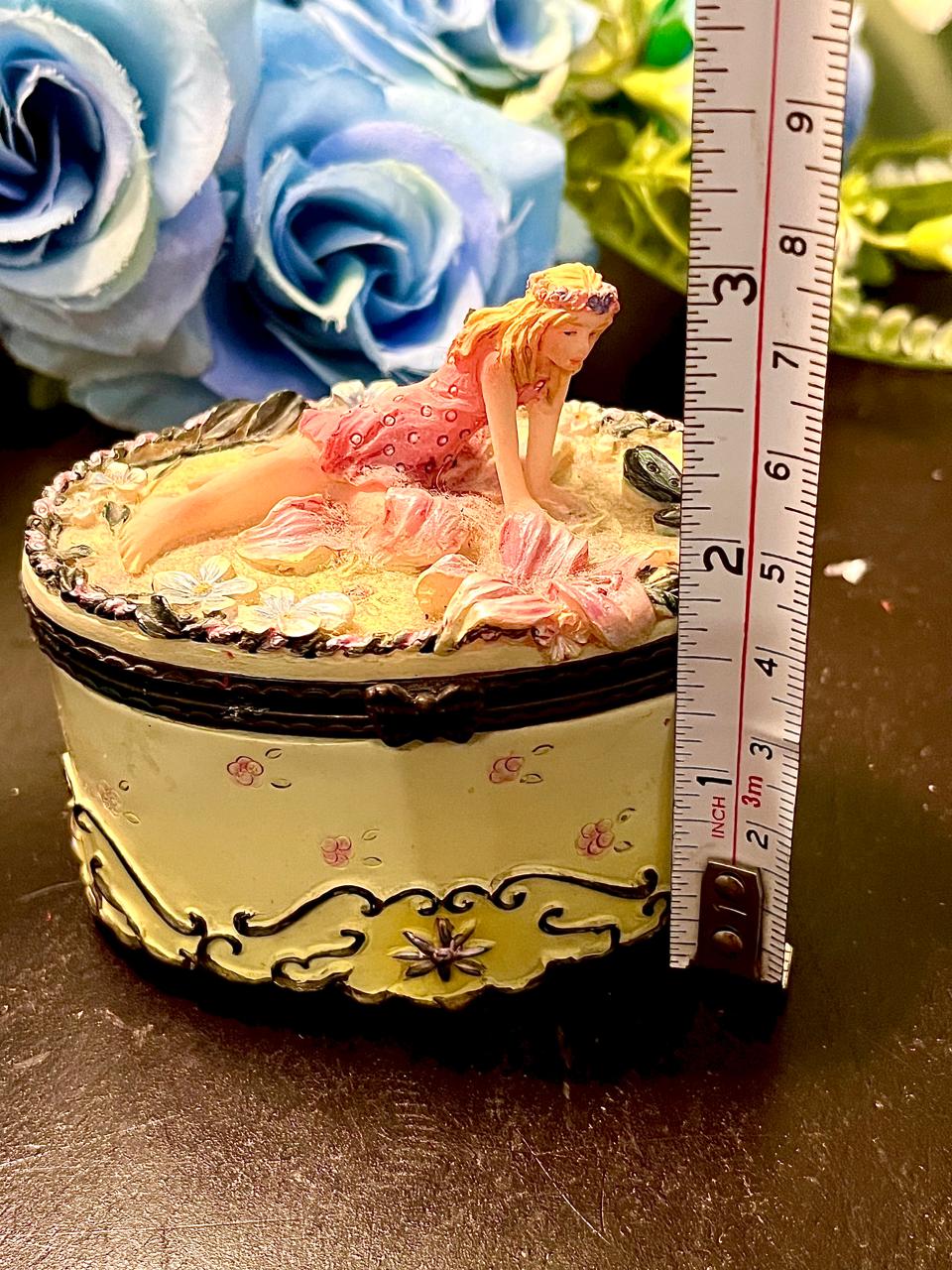 Fairy and Frog Oval Trinket Box 3 Inch