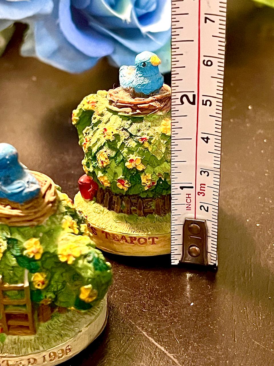 Blue Bird Nest Cottage Miniatures Set of 2, 2.5 Inch