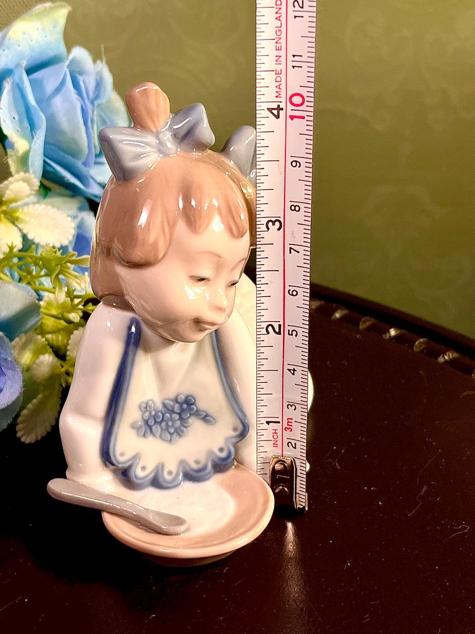 Girl with Spoon Figurine Blue Dress 4 Inch