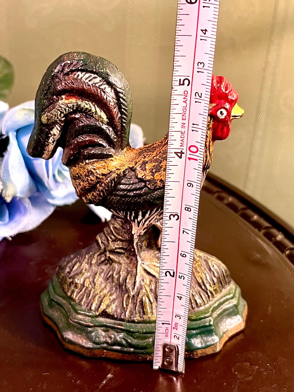 Vintage Metal Rooster Doorstop Figurine, Approx. 4 Inches