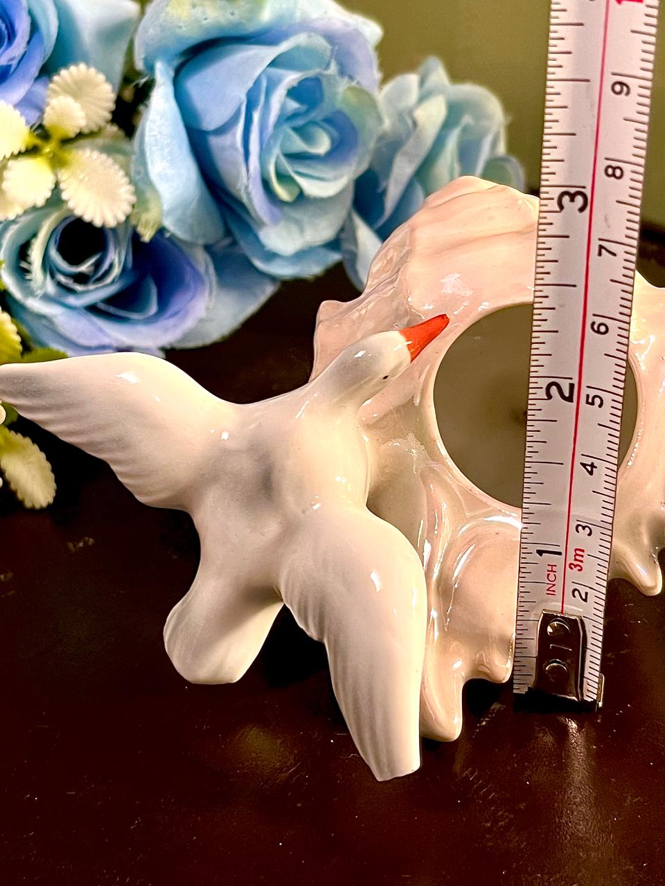 White Flying Bird Ceramic Photo Frame, Approx. 3 Inches