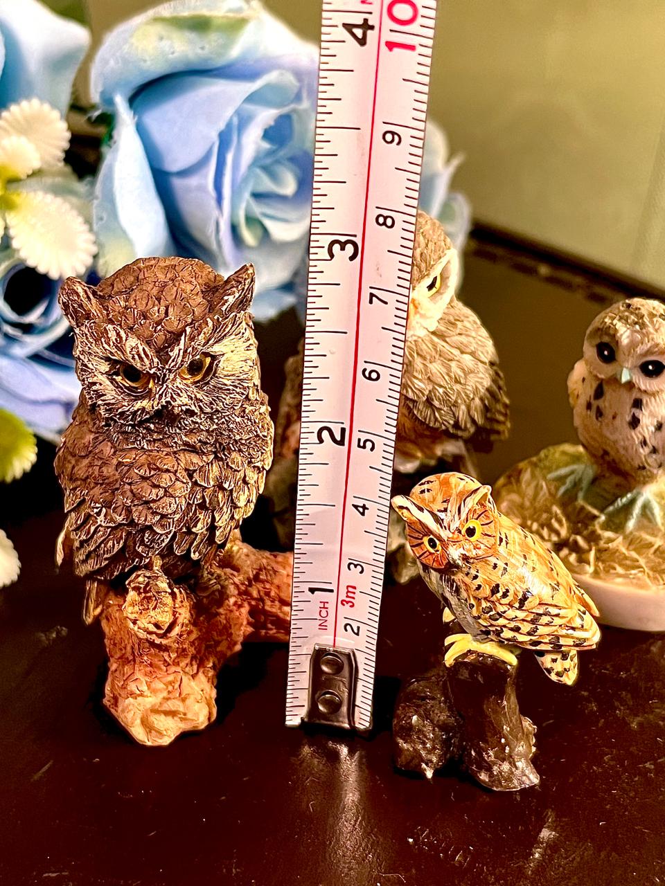 Owl Figurines Set of 4, Brown Woodland Decor, Approx. 3 Inches