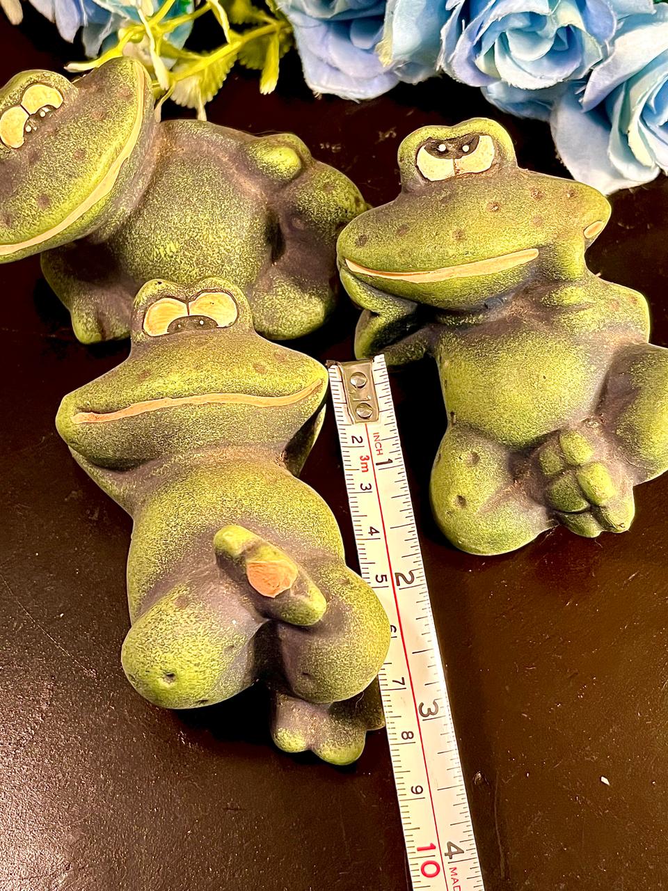 Set of 3 Frog Figurines Home Decor 4 inches